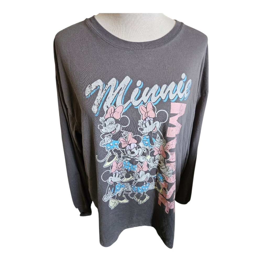 Gray Minnie Mouse Long Sleeve Shirt Plus Size XL